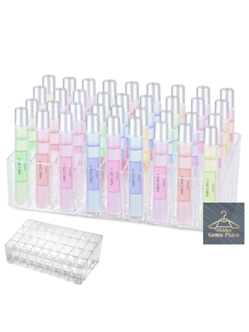 Acrylic Perfume Organizer 36 Slot Clear Rollerball Lipstick Display Case Makeup